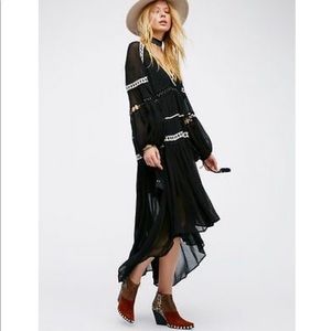 Free People Black Dark Horse Maxi Dress Large.